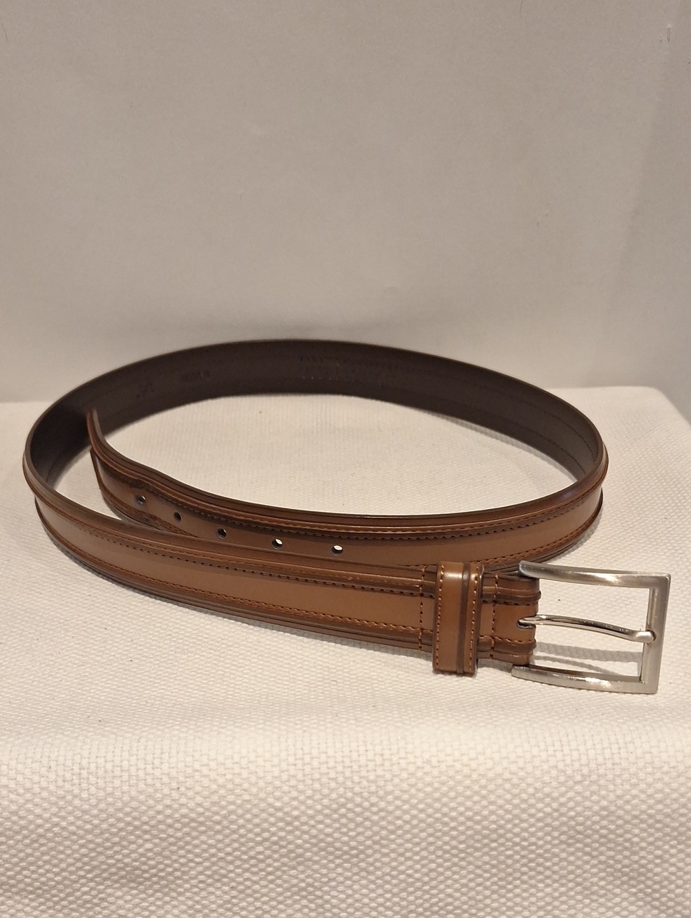 Florsheim Classic Men's Brown Leather Belt with Silver Buckle